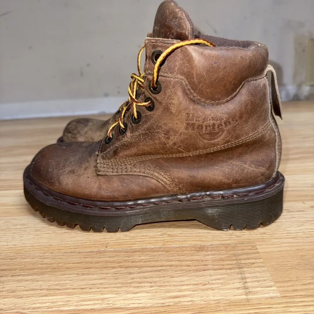 VTG Dr Martens 8283 Made In England Brown Leather Chunky Doc Martins Sz. 5